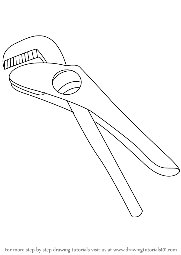 598x840 learn how to draw a footprint wrench - Wrench Drawing
