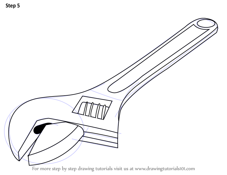 794x615 learn how to draw an adjustable spanner - Wrench Drawing