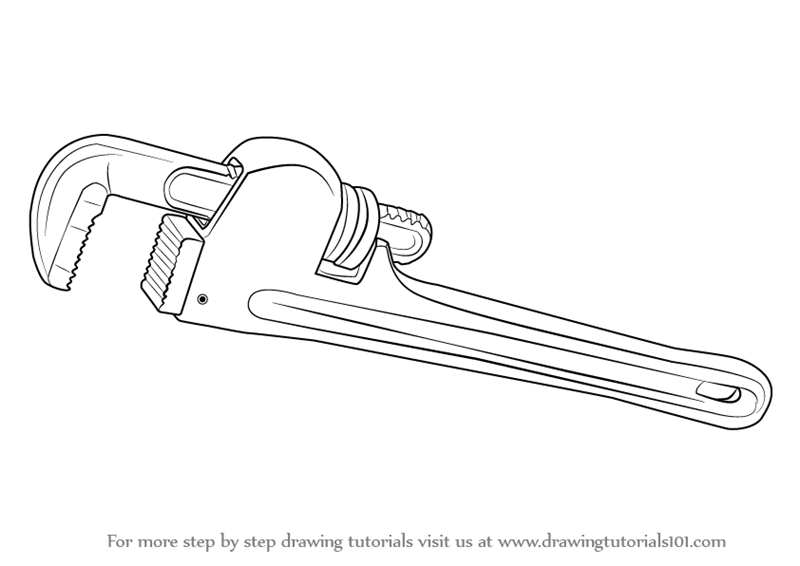 800x566 learn how to draw pipe wrench - Wrench Drawing