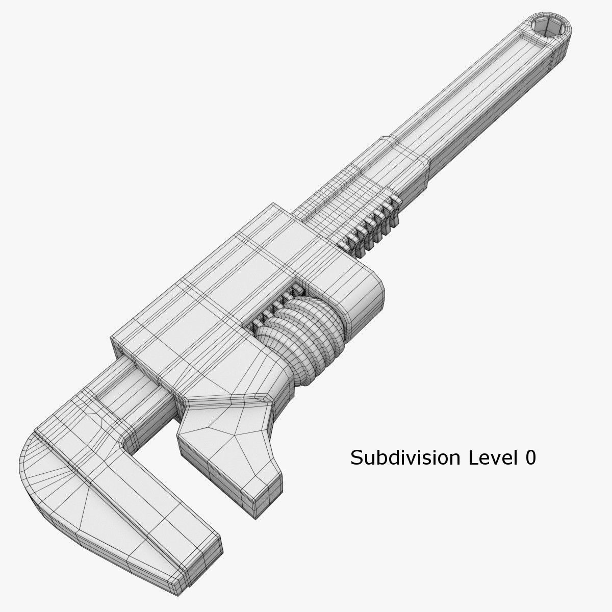 1200x1200 monkey wrench model cgtrader - Wrench Drawing