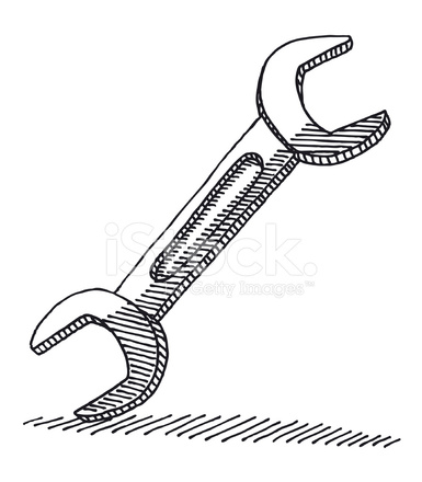 385x440 wrench drawing stock vector - Wrench Drawing
