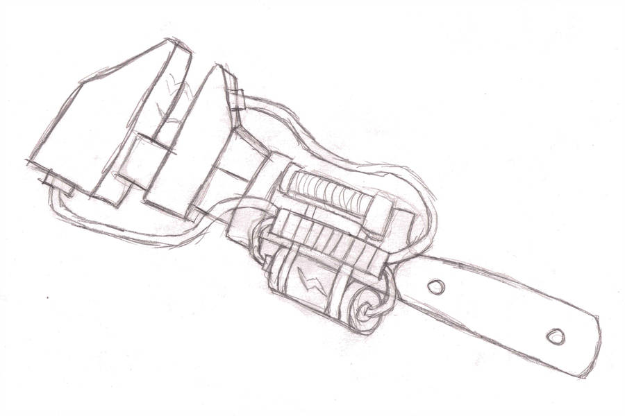 900x600 Electro Wrench - Wrench Sketch Drawing