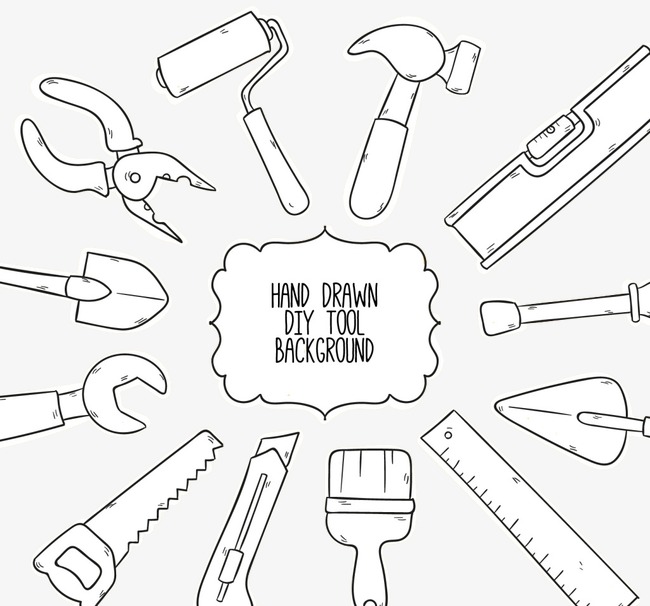 650x606 hand drawing tools, tools clipart, freehand tool, wrench png image - Wrench Sketch Drawing