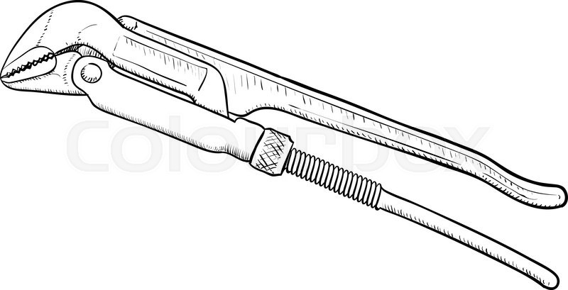 800x409 Vector Drawing Of The Old Manual Pipe Stock Vector Colourbox - Wrench Sketch Drawing