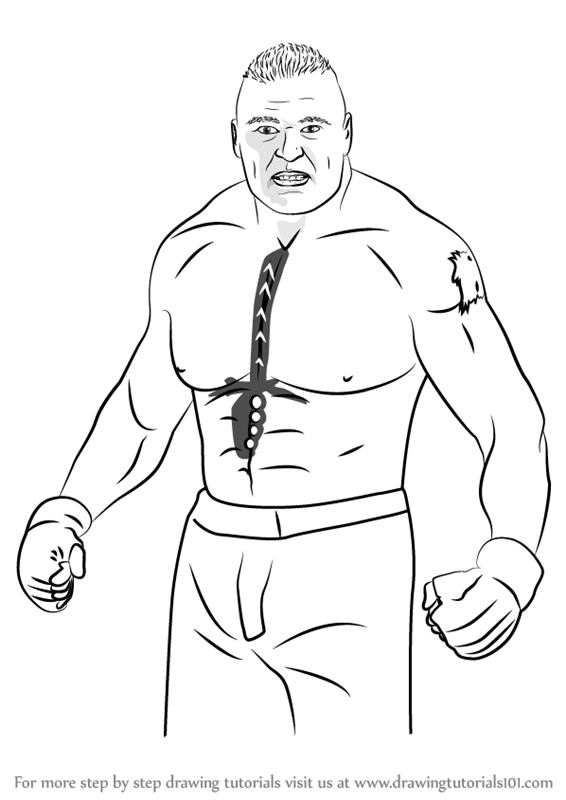 566x800 Learn How To Draw Brock Lesnar - Wrestling Drawing Images