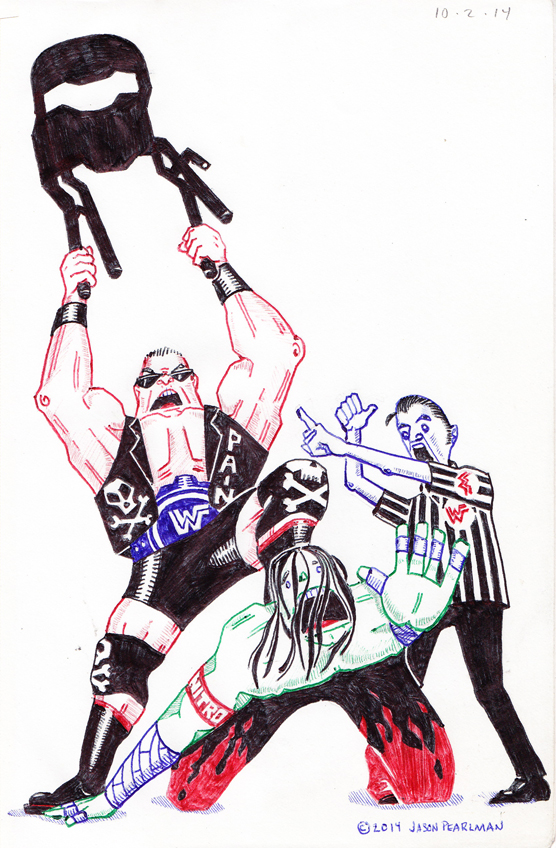 556x848 pro wrestling ballpoint pen drawing jason pearlman - Wrestling Drawing Images