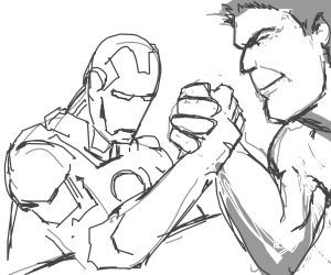 300x250 the hulk and ironman doing hand wrestling drawing - Wrestling Drawing Images