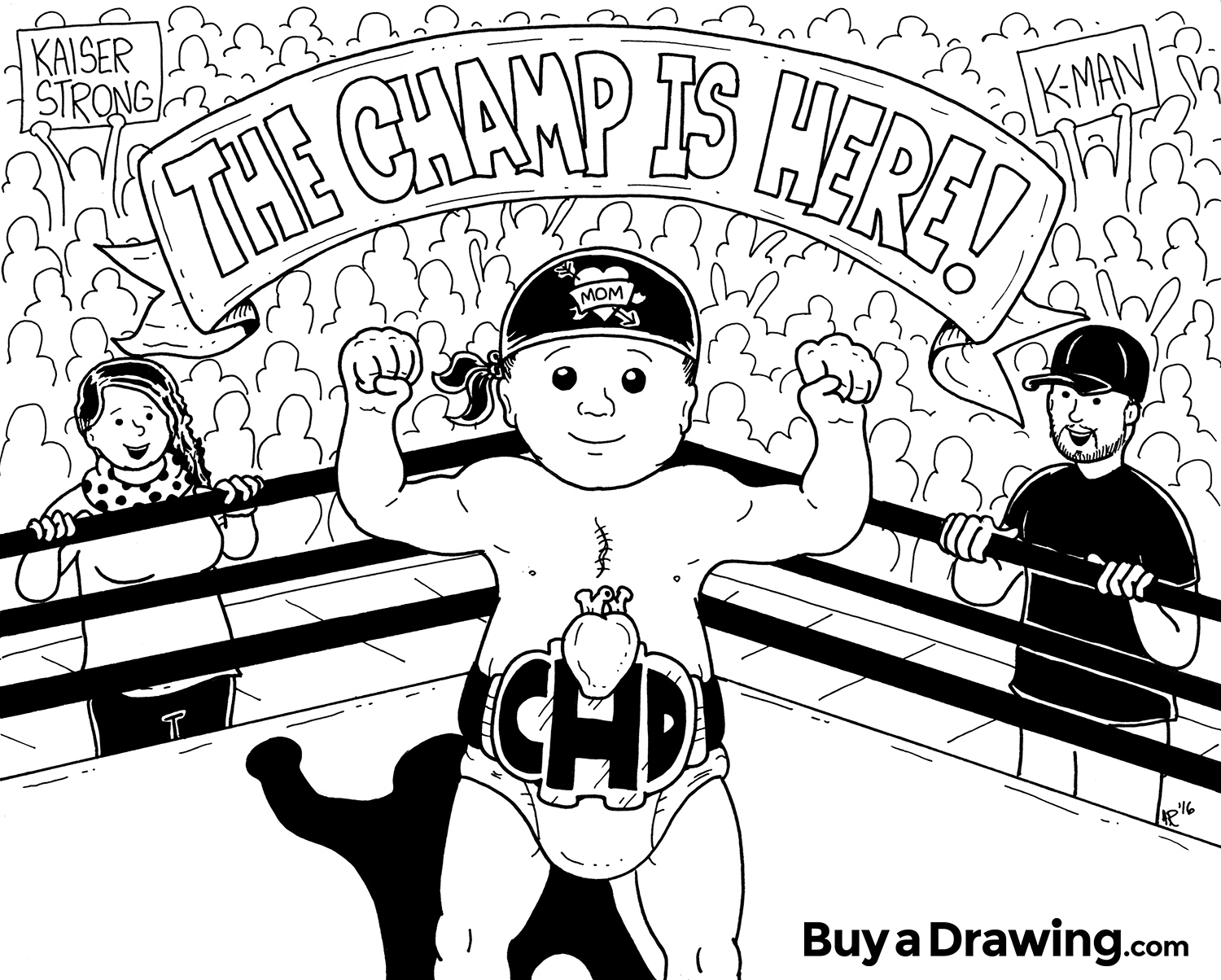1500x1204 wrestling champion baby cartoon drawing caricature - Wrestling Drawing Images
