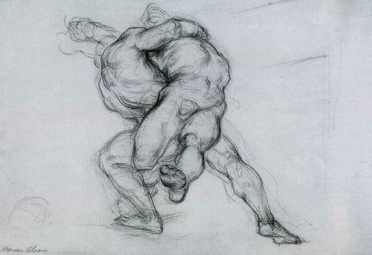 1462x1000 Hyman Bloom Drawings - Wrestling Drawings