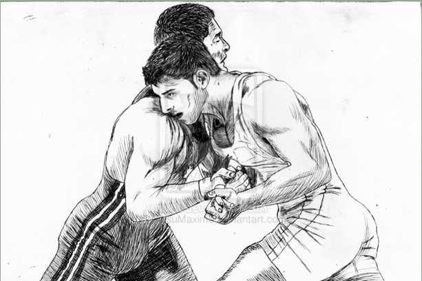 613x408 Finished - Wrestling Drawings