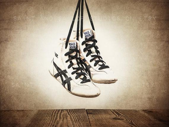 570x428 vintage wrestling shoes photo print rustic decor boys room etsy - Wrestling Shoes Drawing