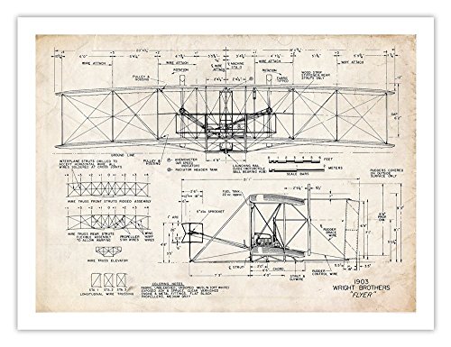 500x385 Wright Flyer Poster Flying Machine Patent Art - Wright Brothers Drawing