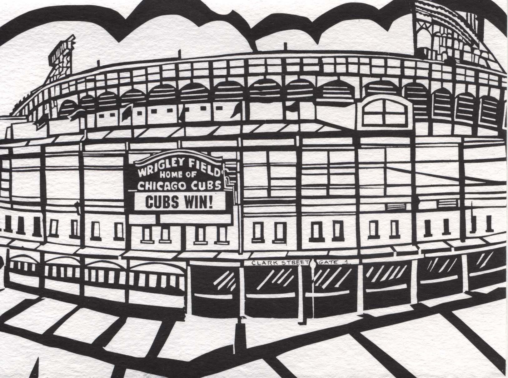 Wrigley Field Drawing At PaintingValley.com | Explore Collection Of ...