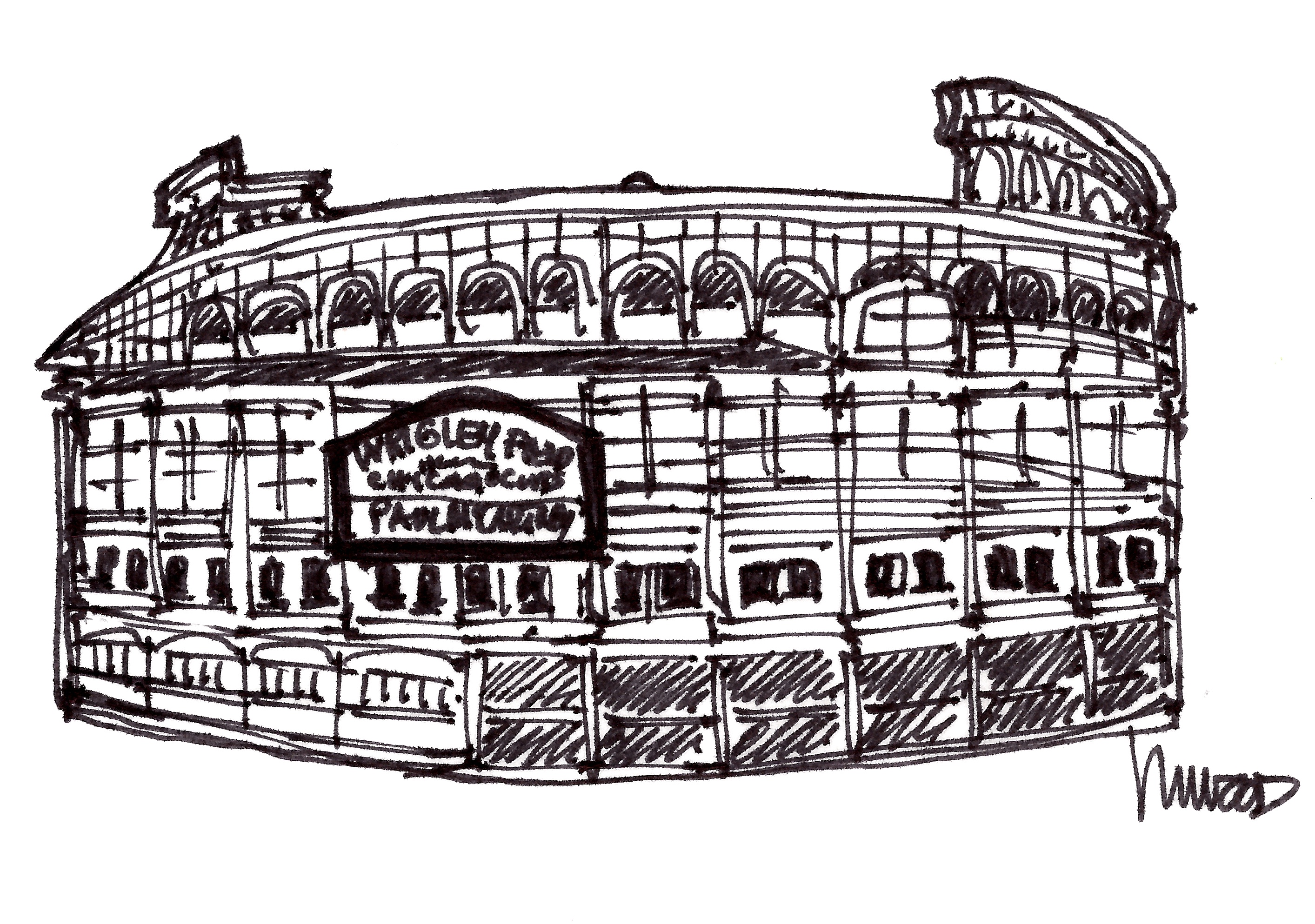 2827x1987 inning m wood pen - Wrigley Field Drawing
