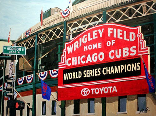 504x376 wrigley field marquee world series champs - Wrigley Field Drawing