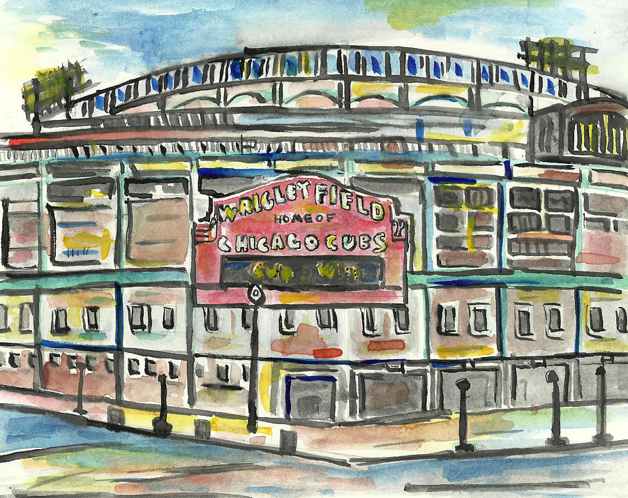 900x714 wrigley field painting - Wrigley Field Drawing