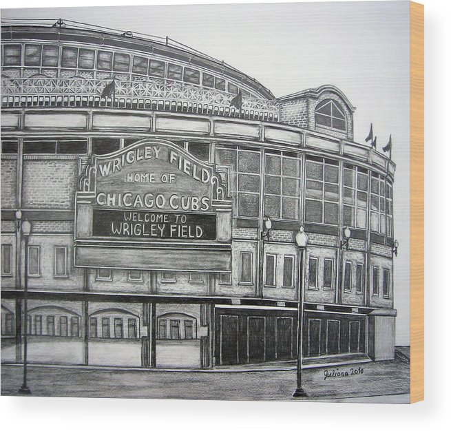 655x626 wrigley field wood print - Wrigley Field Drawing