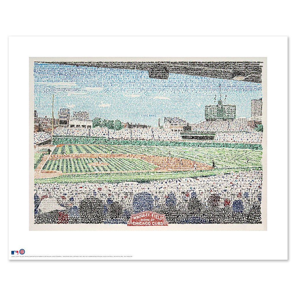 1024x1024 wrigley field word art poster chicago cubs gifts decor - Wrigley Field Drawing