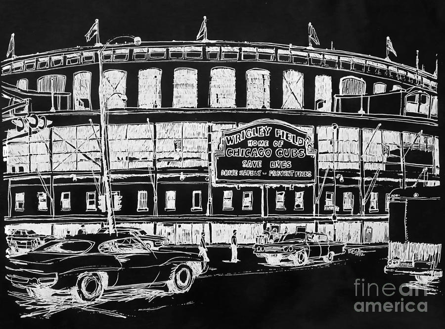 900x667 chicago cubs wrigley field drawing - Wrigley Field Drawing