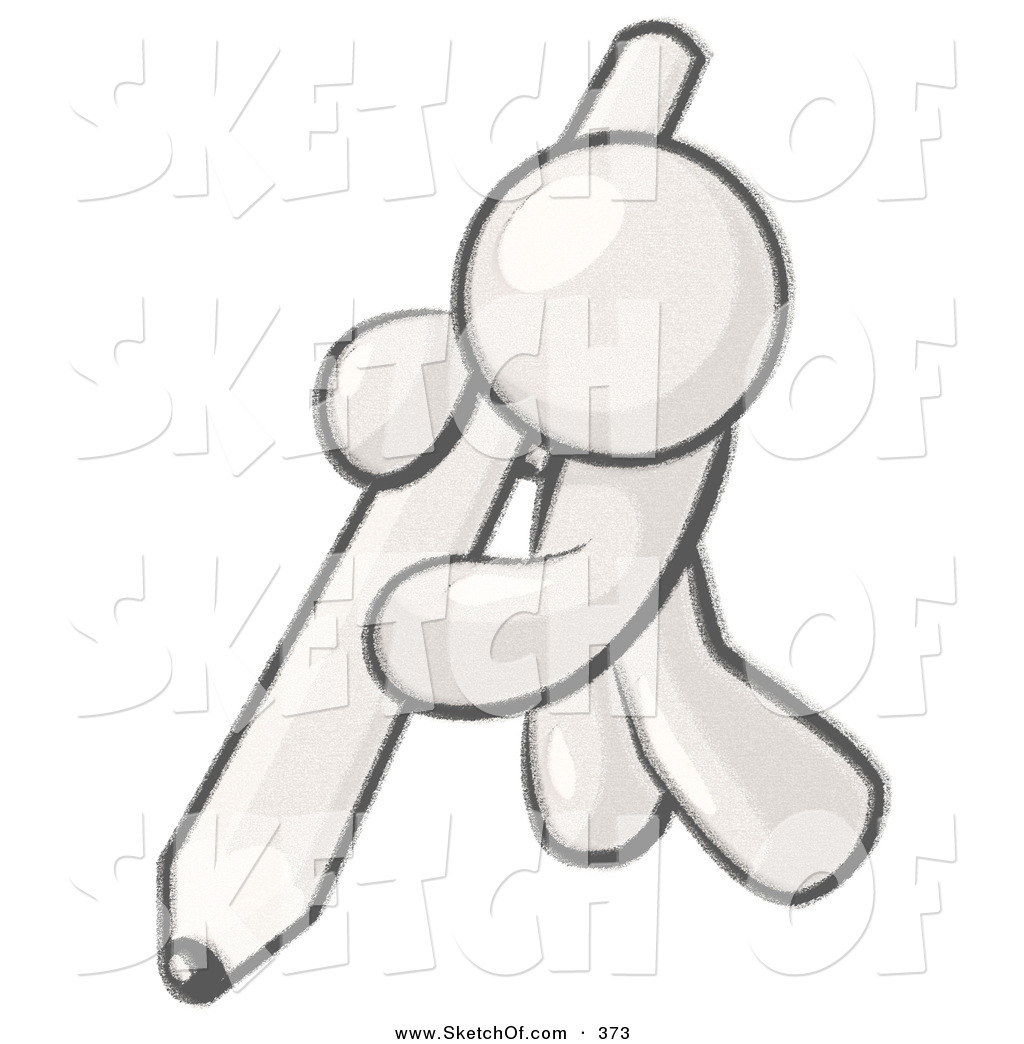 1024x1044 Drawing Of A Sketched Design Mascot Man Using All Of His Might - Write Drawing
