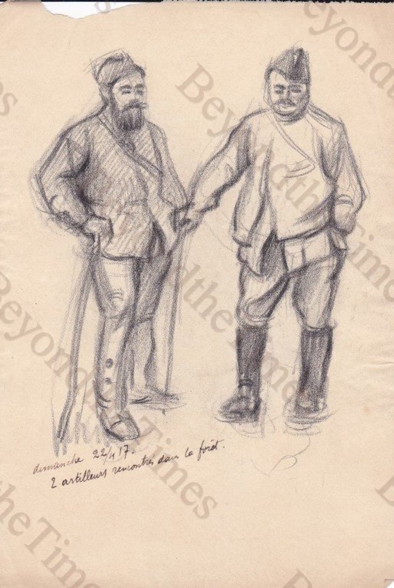 794x1184 Drawing Original French Soldier's Field Sketch Size Etsy - Ww1 Drawings