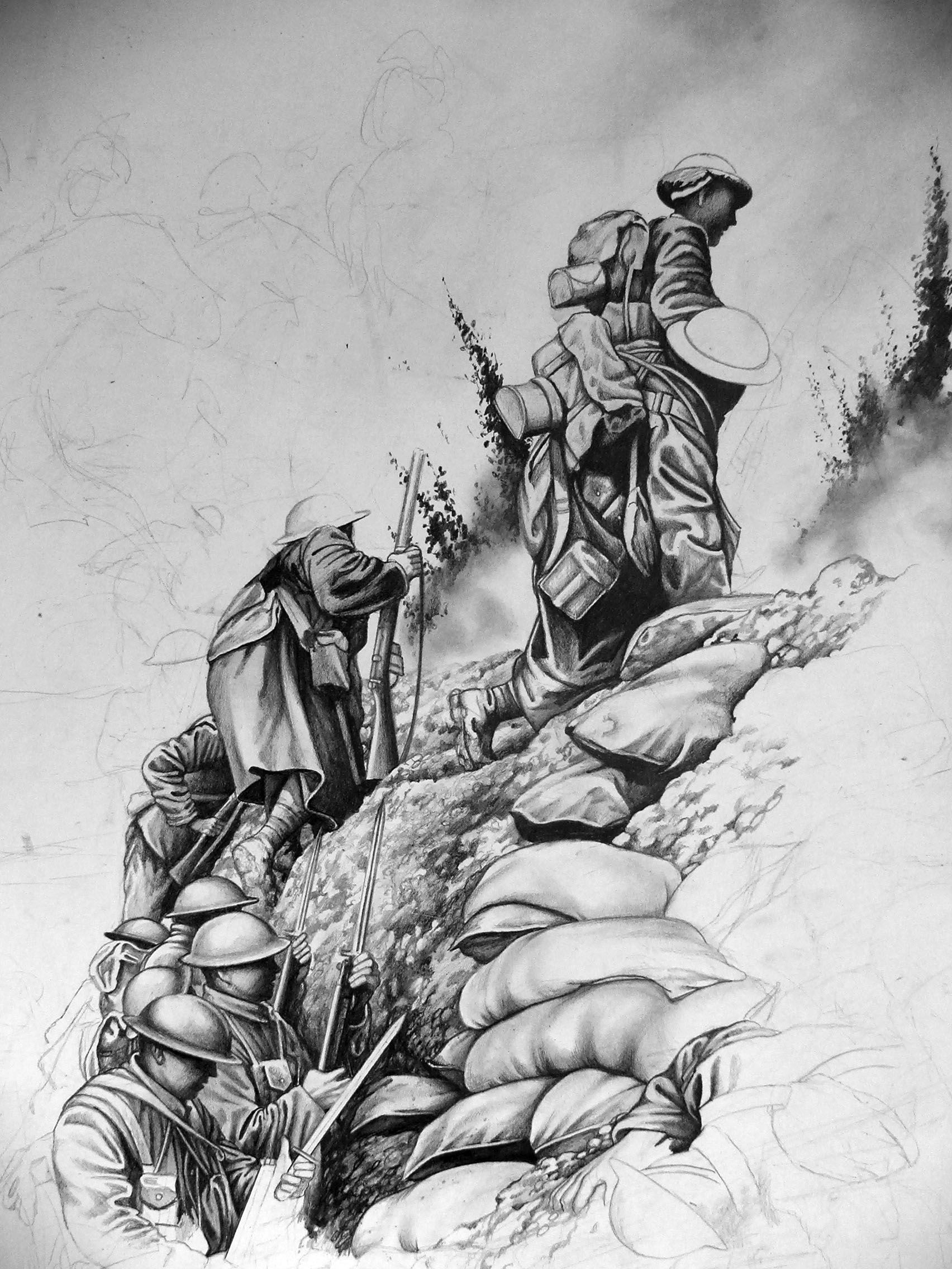 1704x2272 Pencil Drawing Of World War Paul Ballard - Ww1 Drawings
