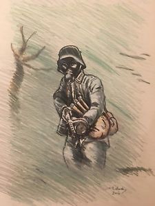 225x300 German Soldier Pen And Ink Drawing Ebay - Ww1 Drawings