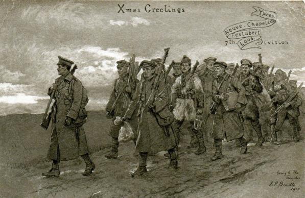 597x388 christmas postcards tony allen - Ww1 Soldier Drawing