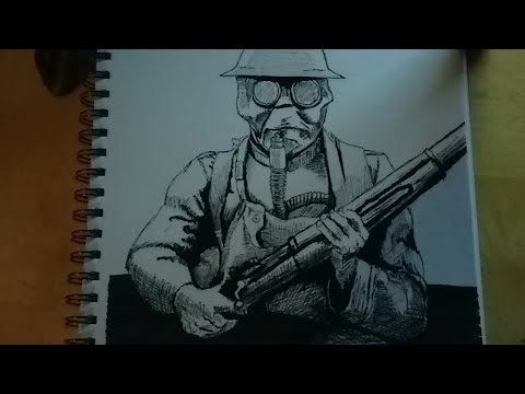 480x360 How To Draw A Soldier, American With Gas Mask - Ww1 Soldier Drawing