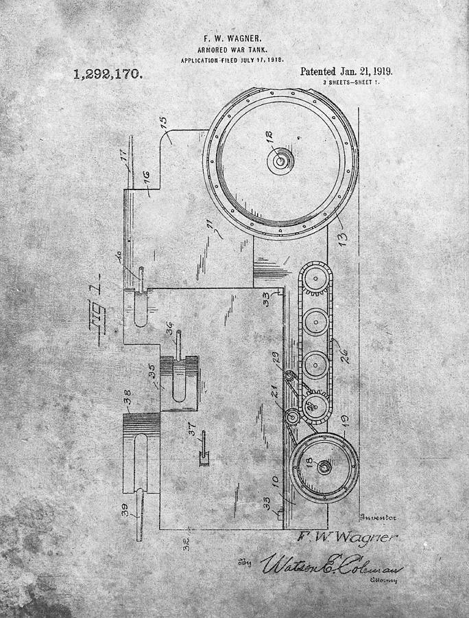684x900 Tank Patent Drawing - Ww1 Tank Drawing