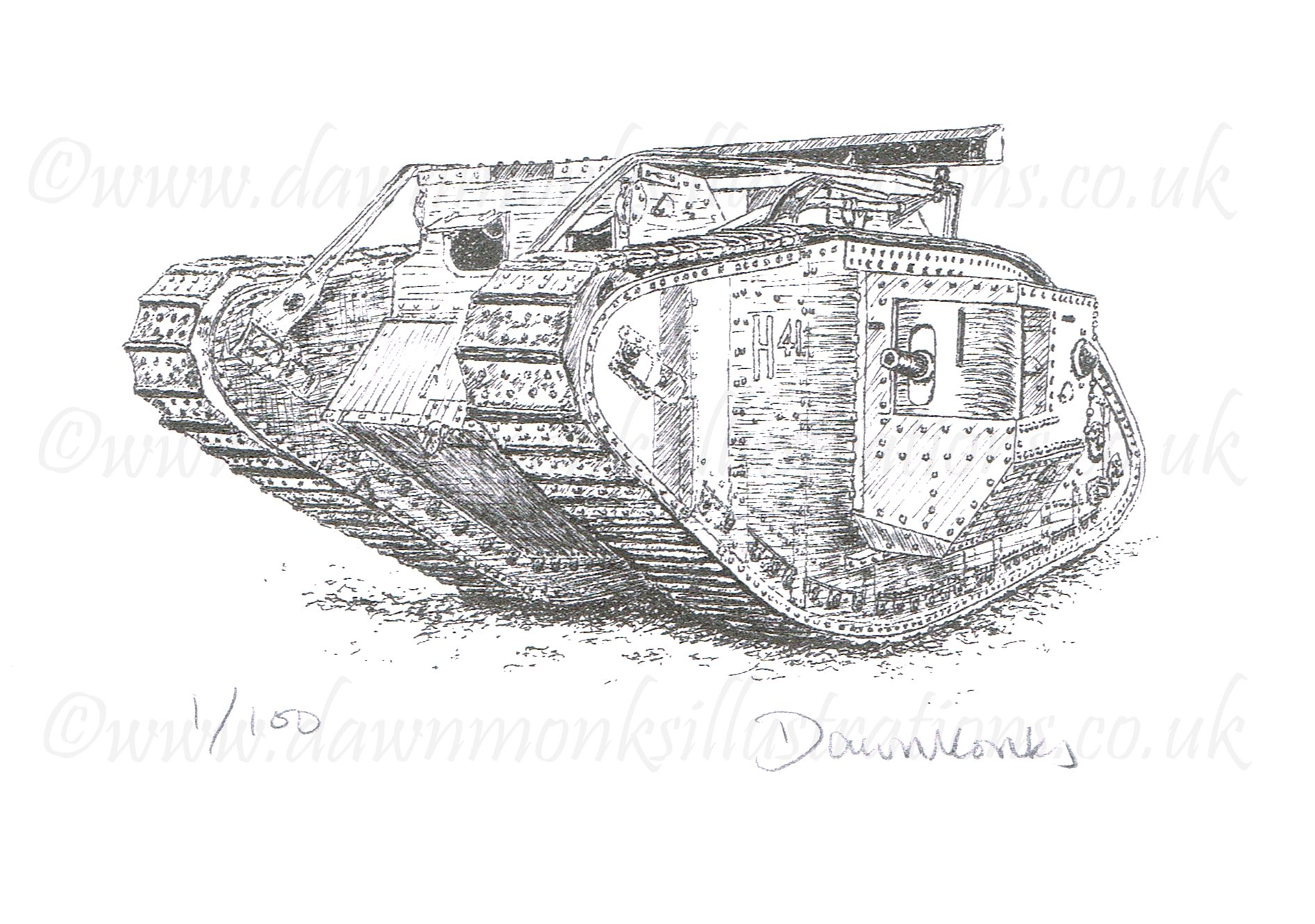 1891x1329 british mark v male tank limited edition print dawn monks - Ww1 T...