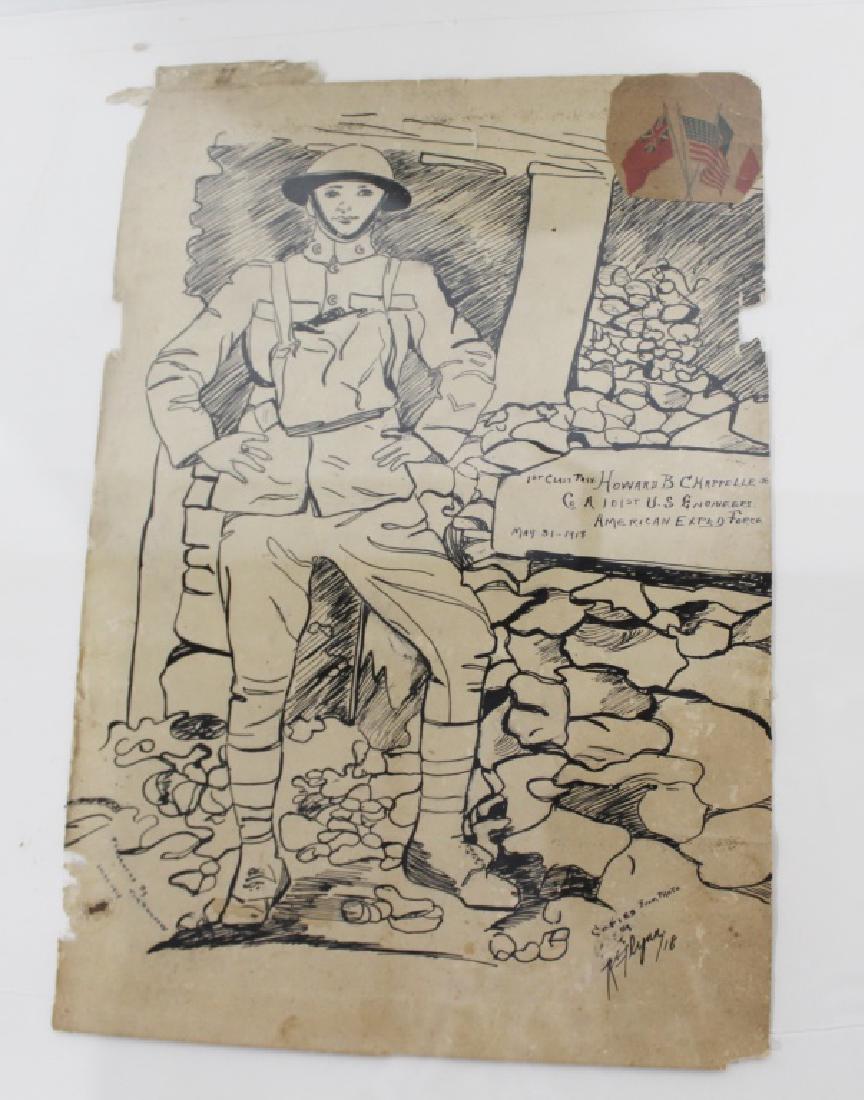 864x1100 Drawing - Ww1 Trench Drawing