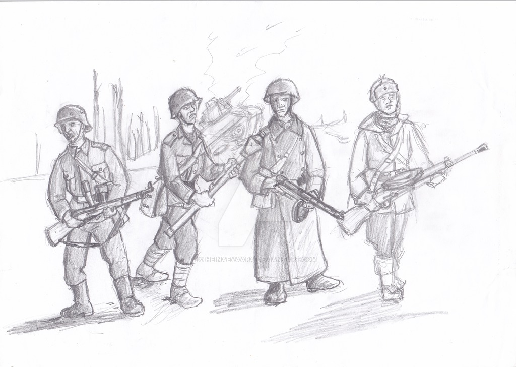 1024x728 Finnish Soldiers - Ww2 Soldier Drawing