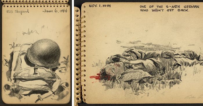 700x368 year old wwii soldier's sketchbooks show war through the eyes - Ww2 Soldier Drawing