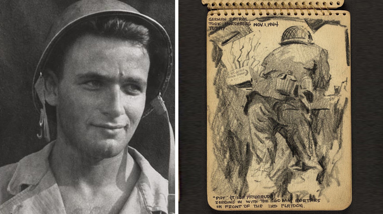 750x420 yr old wwii soldier sketches daily life on frontlines, yrs - Ww2 Soldier Drawing