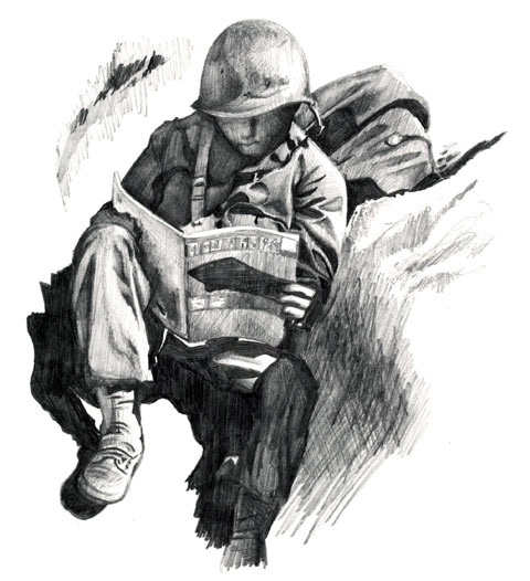 480x526 World War Ii Soldier Martin Crownover - Ww2 Soldier Drawing