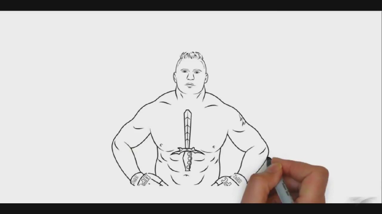 1280x720 wwe brock lesnar one line draw sketch - Wwe Brock Lesnar Drawing