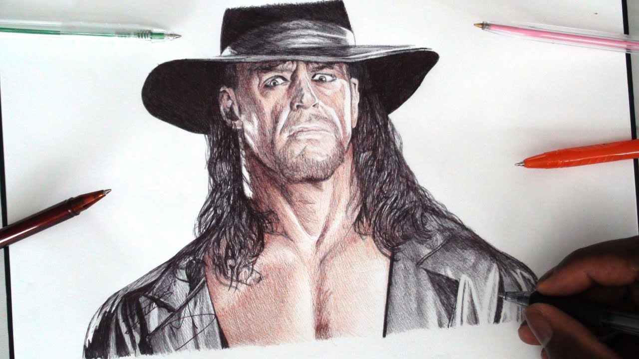 1280x720 The Undertaker Pen Drawing - Wwe Drawing