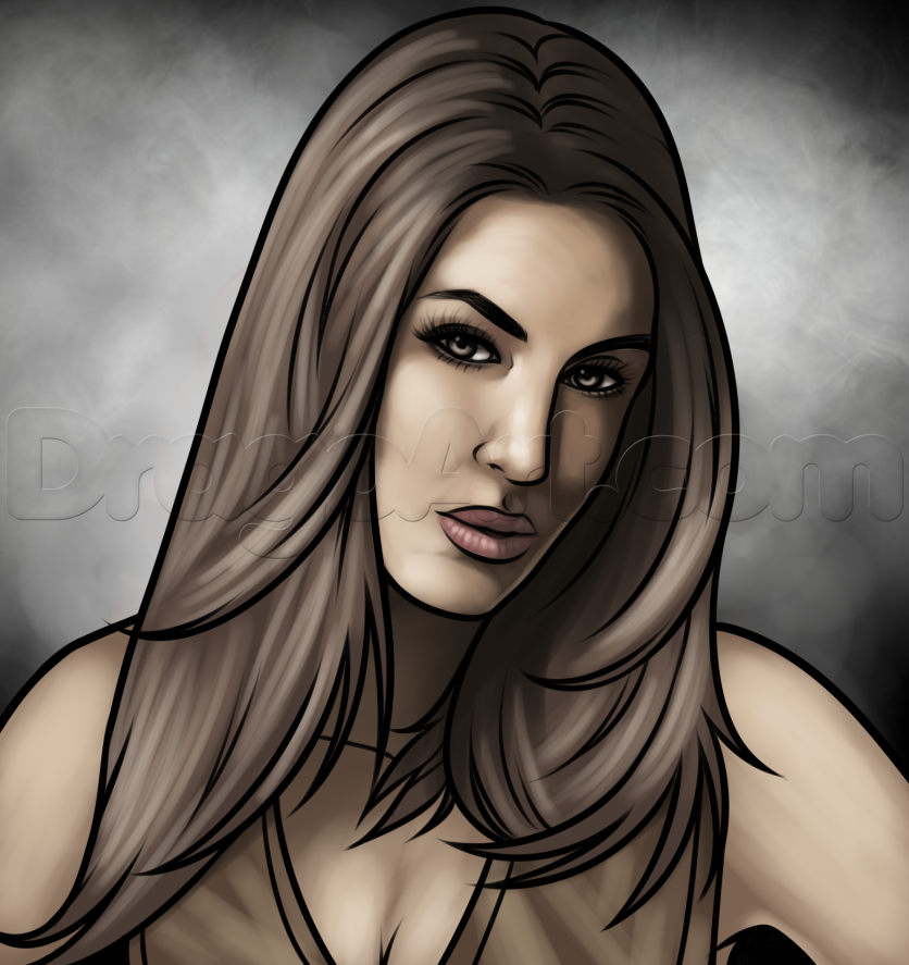 836x887 How To Draw Brie Bella, Wwe Diva Champion, Step - Wwe Drawing