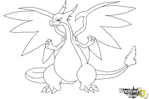 600x400 How To Draw Mega Charizard X - X Drawing