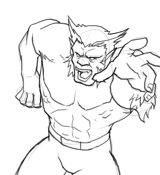 550x601 How To Draw Beast - X Men Drawing