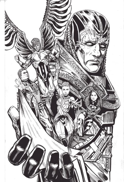 524x768 x men apocalypse movie poster original art - X Men Drawing