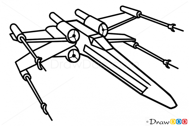 665x443 how to draw x wing, star wars, spaceships tattoos that i love - X Wing Drawing