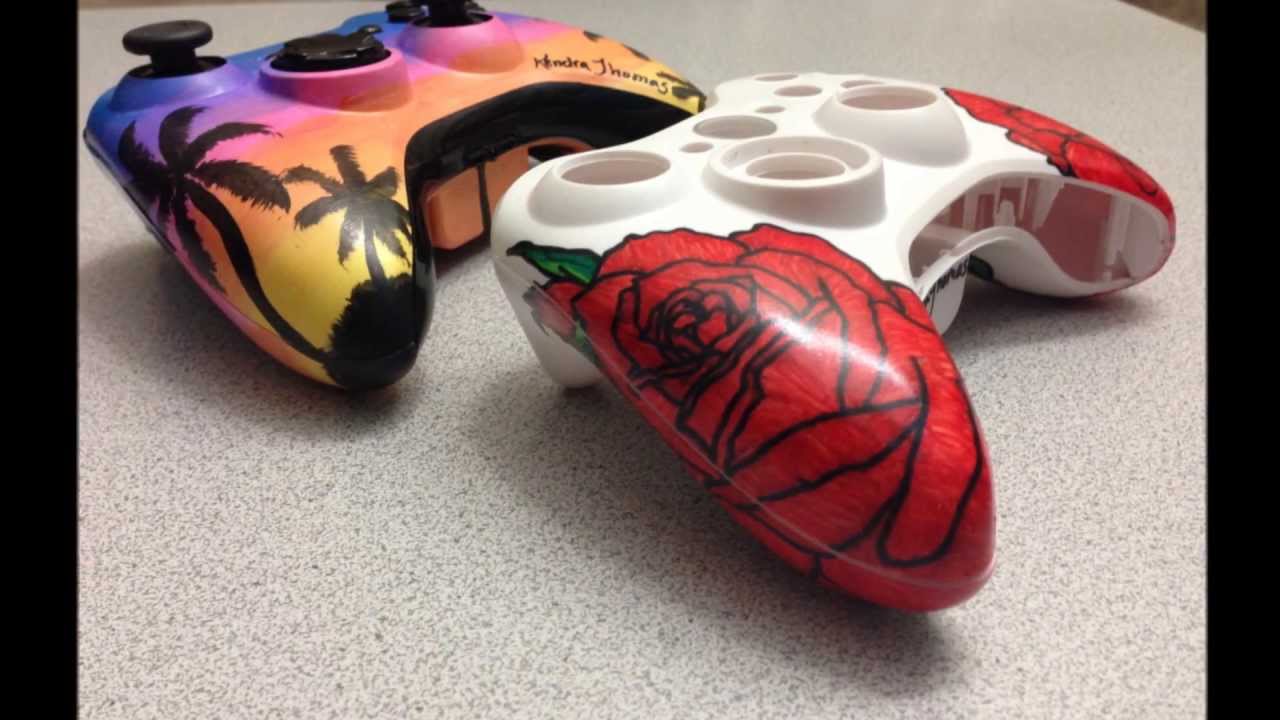 1280x720 handpainted hand drawn xbox controller shells sunset - Xbox 360 Controller Drawing