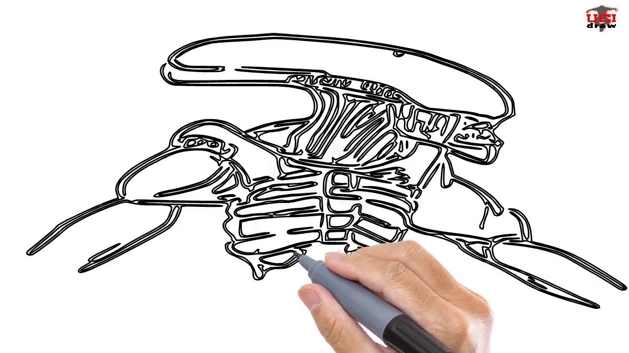 1280x720 How To Draw A Xenomorph Easy Step - Xenomorph Drawing