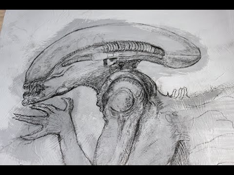 480x360 Alien Xenomorph Drawing In Progress - Xenomorph Drawing