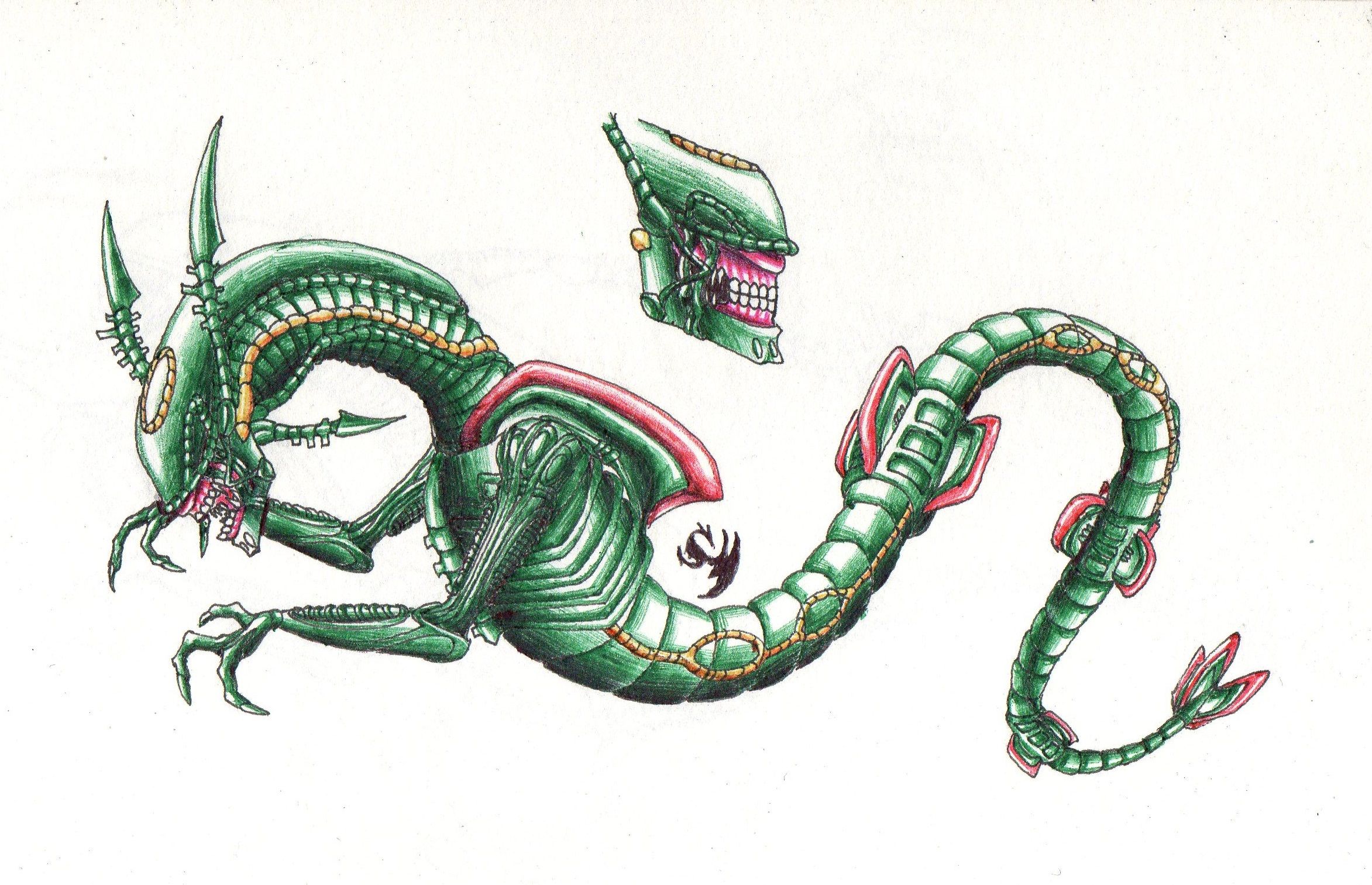 2345x1513 Chestburster Rayquaza - Xenomorph Drawing