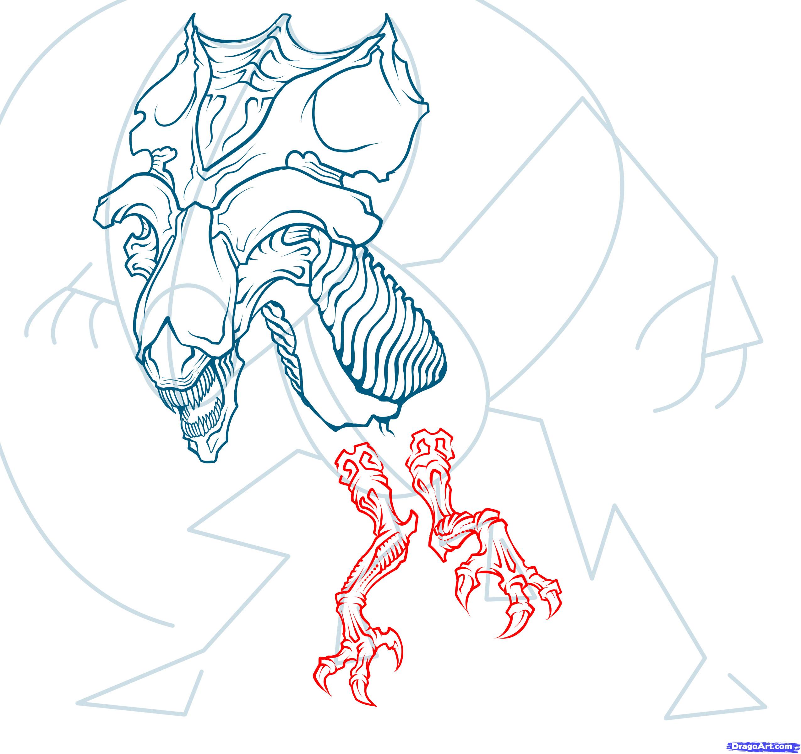 2550x2400 How To Draw A Queen Alien, Queen Xenomorph, Step - Xenomorph Drawing Easy