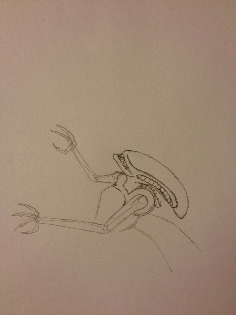 768x1024 How To Draw A Xenomorph - Xenomorph Drawing Easy