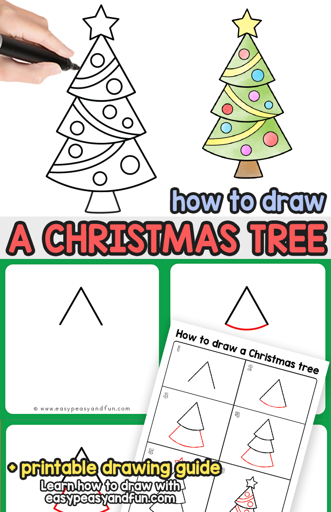 680x1050 How To Draw A Christmas Tree - Xmas Drawings